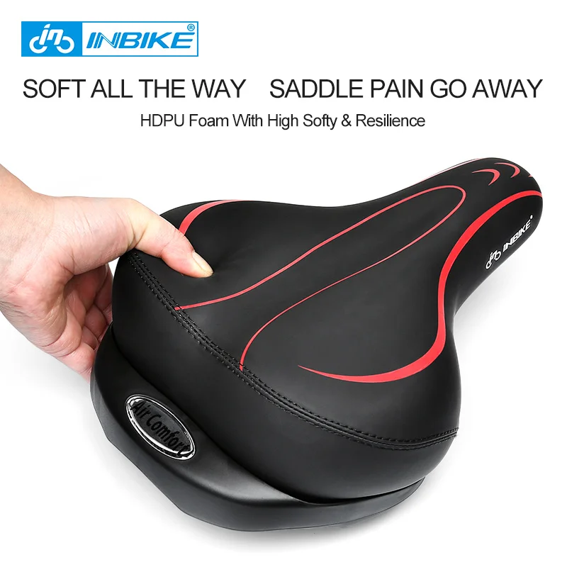 Goede INBIKE Opblaasbare Fietszadels Dikker Breed Kussen Ademende MTB Bike Seat Pad Shockproof Zachte Spons Fietsen Zadel Onderdelen