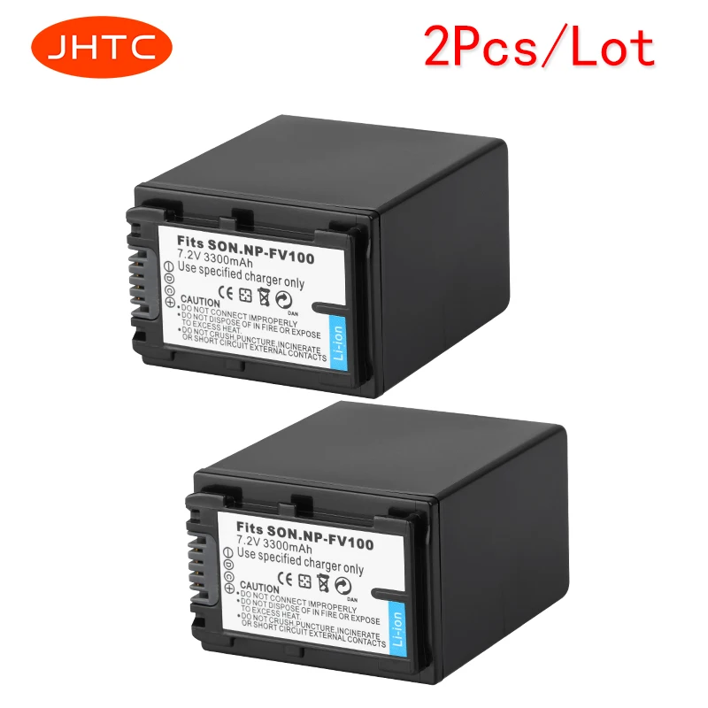 

2Pcs 3300mAh NP-FV100 NP FV100 NPFV100 Rechargeable Camera Battery for SONY FDR-AX100E AX100E HDR XR550E XR350E CX550E CX350E