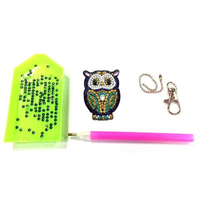 

5Pcs Cute Cartoon Owl Daimond Painting Keyring DIY Drill Diamond Decoration Keychain for Girls Women Handbag Decor Hanging Kits