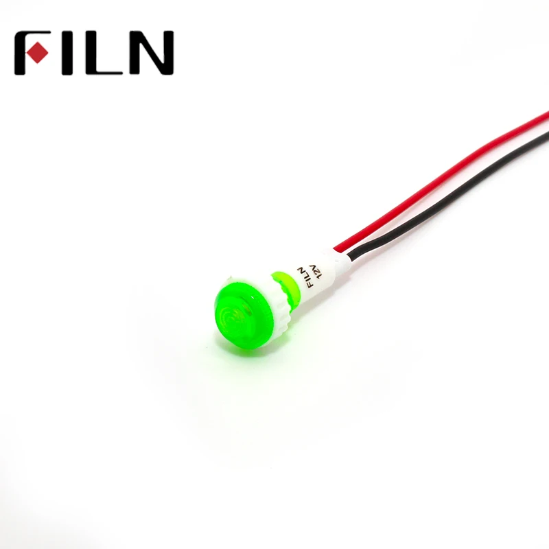 FL1P-10NW-2 10mm diameter amber white red green plastic 120v 220v 12v led pilot light with wires (5)