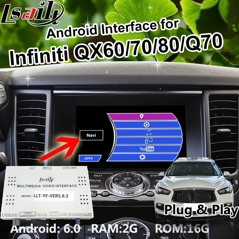Android 6 0 GPS navigation Box for 2014 2018 Infiniti QX60 70 80 Q70 video