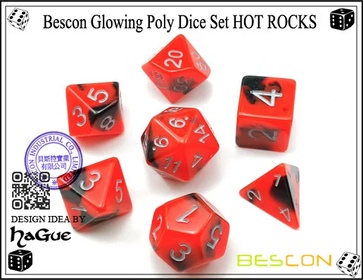 Bescon Glowing Poly Dice Set HOT ROCKS-2