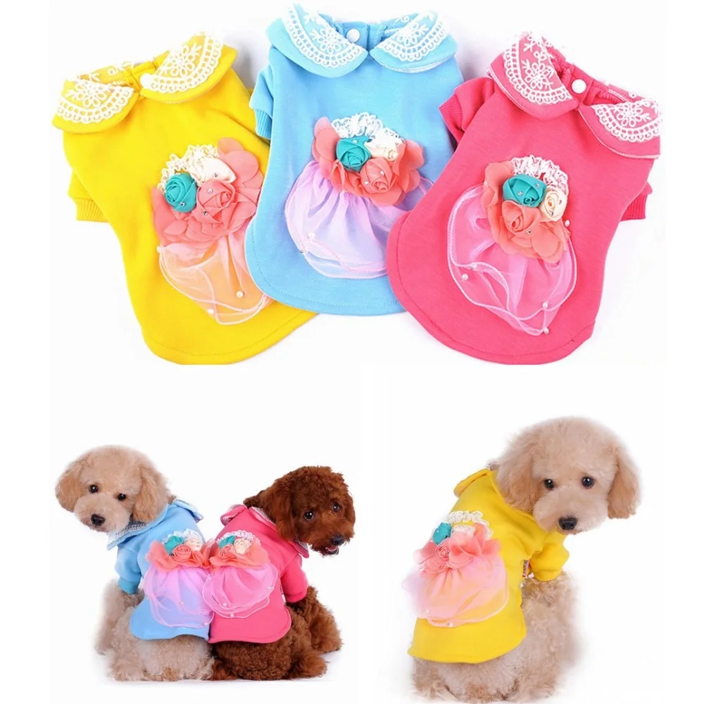 New Autumn And Winter Flowers Cute Dog Clothes Pet Clothing Pet Golden