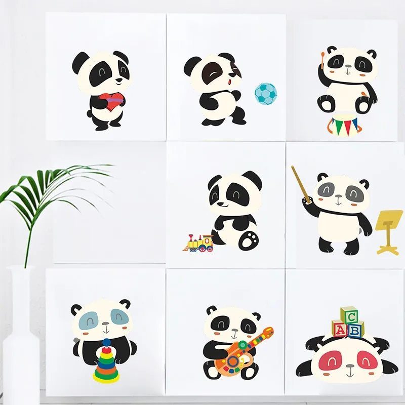 Декоративные наклейки на стену с изображением мультяшной лесной панды для детей, малышей, для детской комнаты, Декор для дома, милые животные, ПВХ, Настенная роспись, настенные наклейки, сделай сам