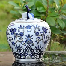 GUCI Jingdezhen Керамические крышка банки под старину Синий белый фарфор Apple бак для хранения сахара банок чайники международная торговля фарфор