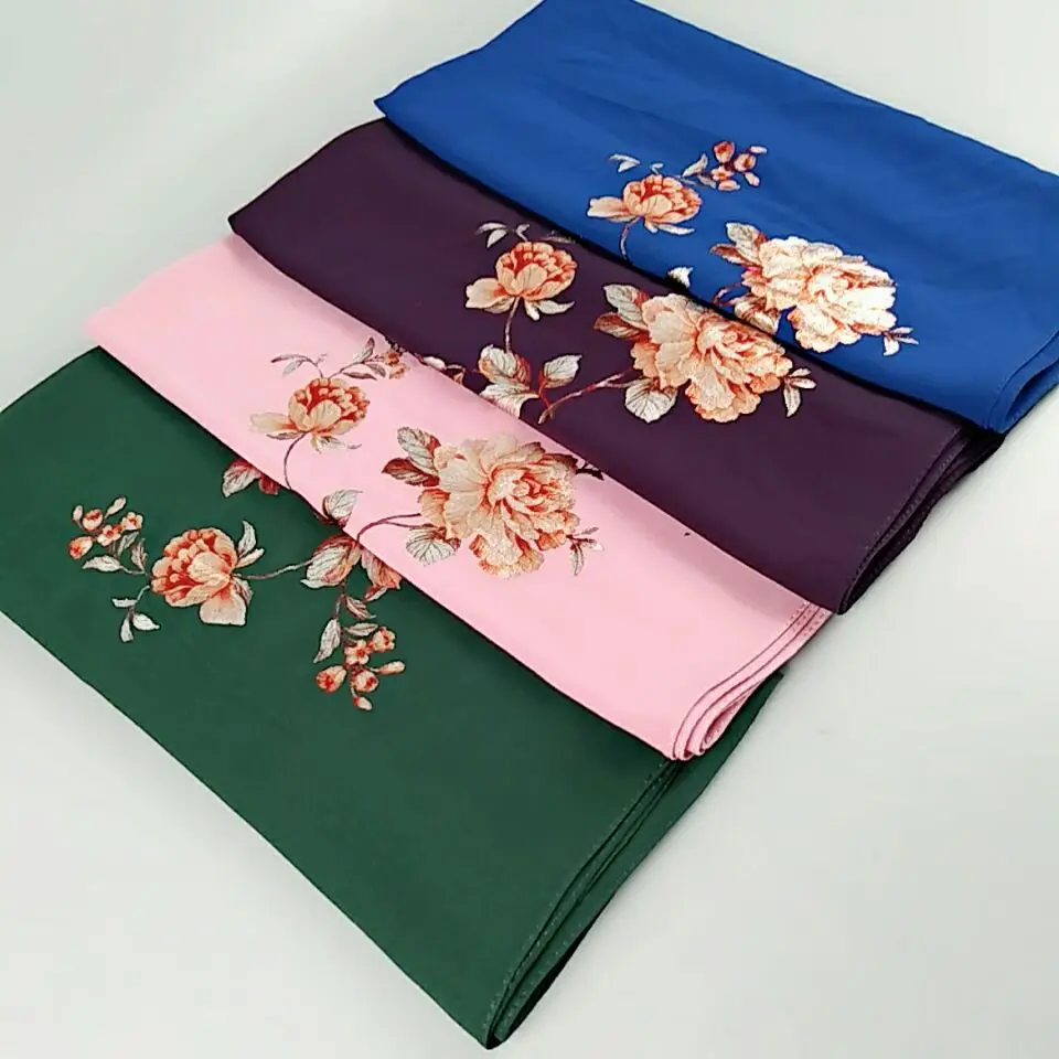 S1 высокого качества с цветочным принтом пузырь шифон хиджаб шаль шарфы для женщин 180*75 см 10 шт./лот