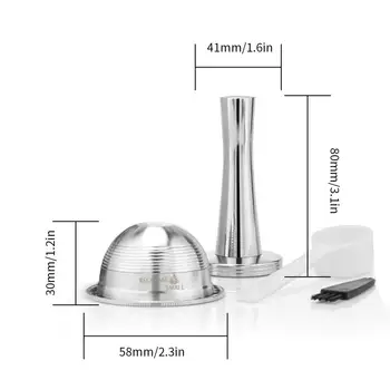 

Stainless Steel Coffee Capsule Coffee Gel Reusable Filter large Set for NESPRESSO Vertuoline GCA1 and Delonghi ENV135 (Gift Box)