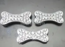 100 pcs/lot 10 мм стразы жевательная кость скользящий подвески , пригодный для 10 мм домашнее животное собака cat воротник