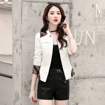 

2020 New Spring Leather Women Coat Short Red Motorcycle Women's Leather Jacket Fashion Leisure Women's Clothing Female Coat