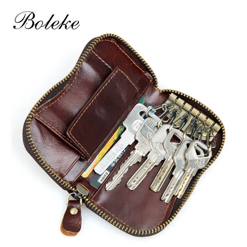 Genuine Leather Car Key Wallets for Men Key Holder Housekeeper Key Organizer Women Keychain ...