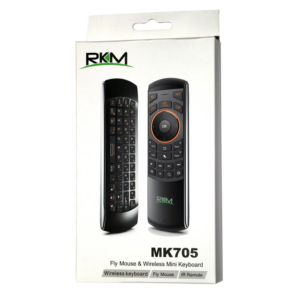 Rikomagic RKM MK705 2,4 ГГц 3 в 1 беспроводная воздушная мышь QWERTY клавиатура ИК пульт дистанционного управления комбинированный с перезаряжаемой батареей для ПК Smart tv