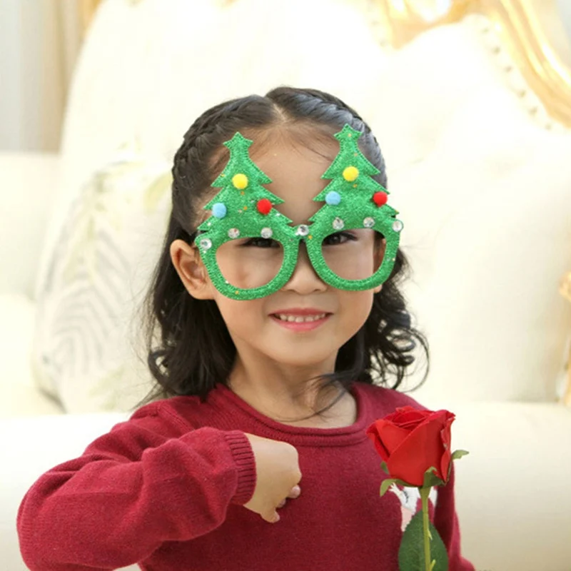 

Christmas Glasses Frame Charms 2018 New Cartoon Christmas Tree Hat Innovative DIY Party Costumes Props Suit For Adult Children