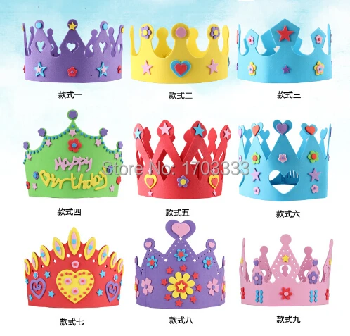 200 шт EVA пена корона на день рождения для детей на день рождения колпачки Самоклеящиеся DIY ручной работы 3D Eva корона шляпа ремесла наборы
