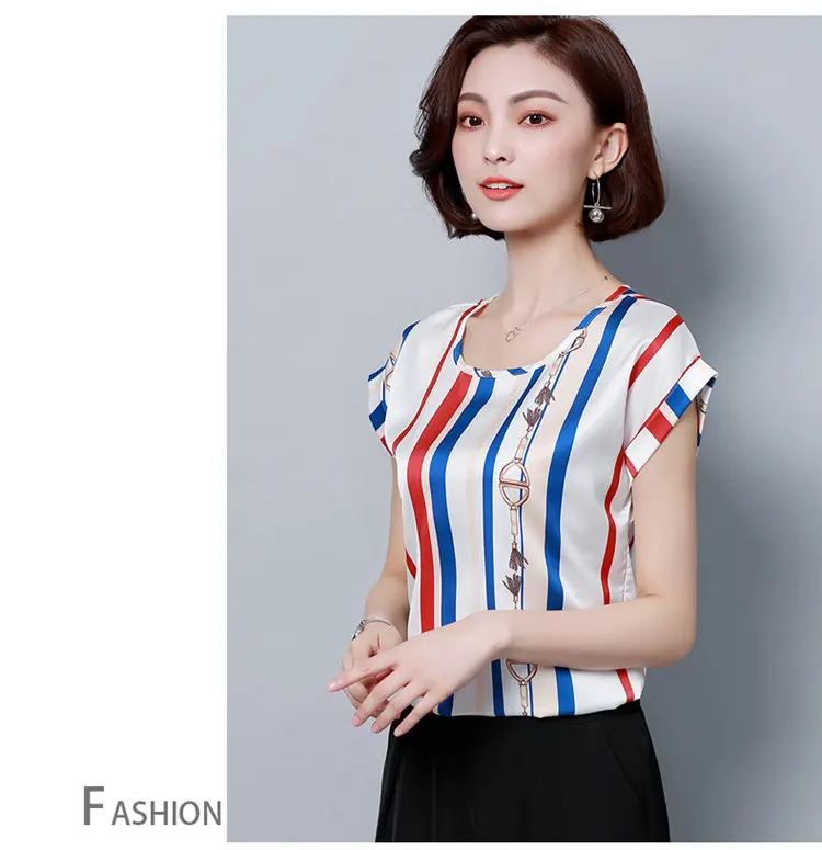 Striped Blusas Femme 2018 Ladies O-Neck Tops Female Batwing Sleeve Shirt Women Blouses Mujer Ete Chiffon Blouse Plus Size M-4XL (4)