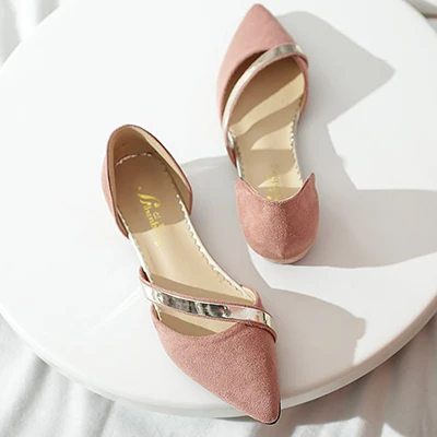 Г., женские балетки на плоской подошве с острым носком женские сандалии с вырезами и ремешками элегантная Летняя обувь модная однотонная повседневная обувь из флока - Цвет: pink flatsC21