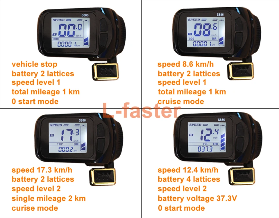 Excellent L-faster Electric Scooter Brushless Controller With S886 Thumb Throttle LCD Panel Electric Bike Hub Motor Controller LCD Thumb 7