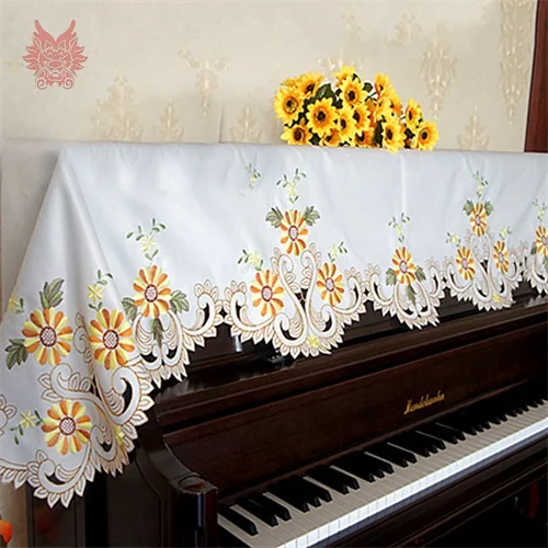 Пасторальный стиль элегантный желтый оранжевый цветочный кружево пыленепроницаемый пианино табурет крышка кэш poussiere пианино SP5322 - Цвет: Color per pic