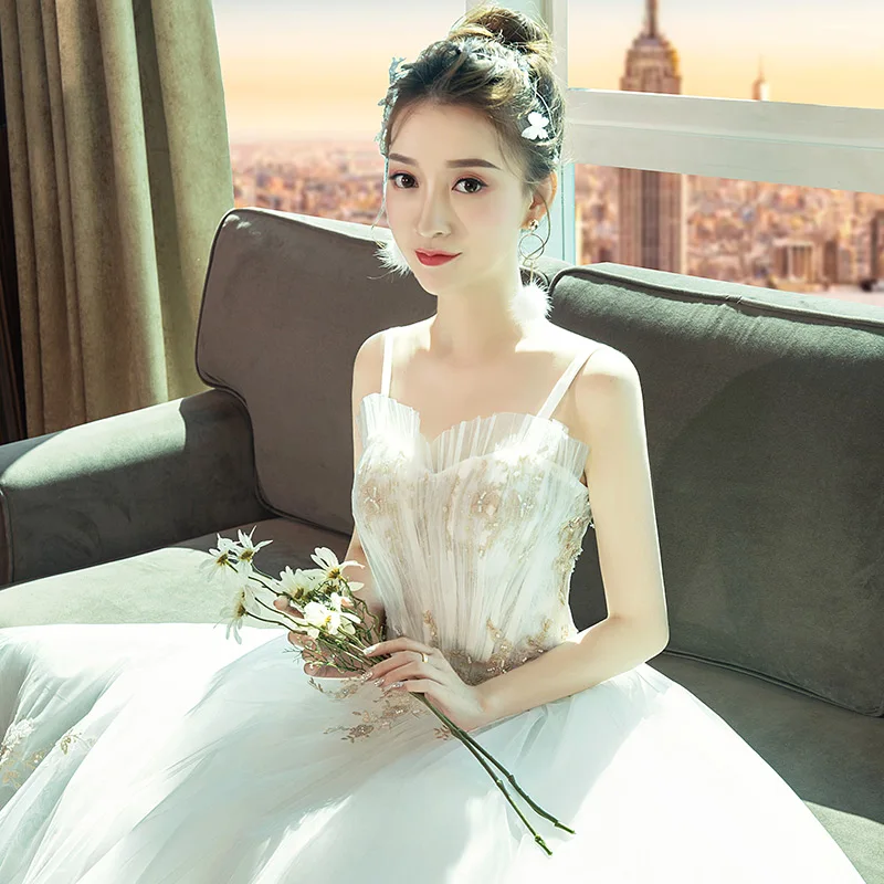 Wedding Dress 2019 New Bride Dress With Slings Dream Princess
