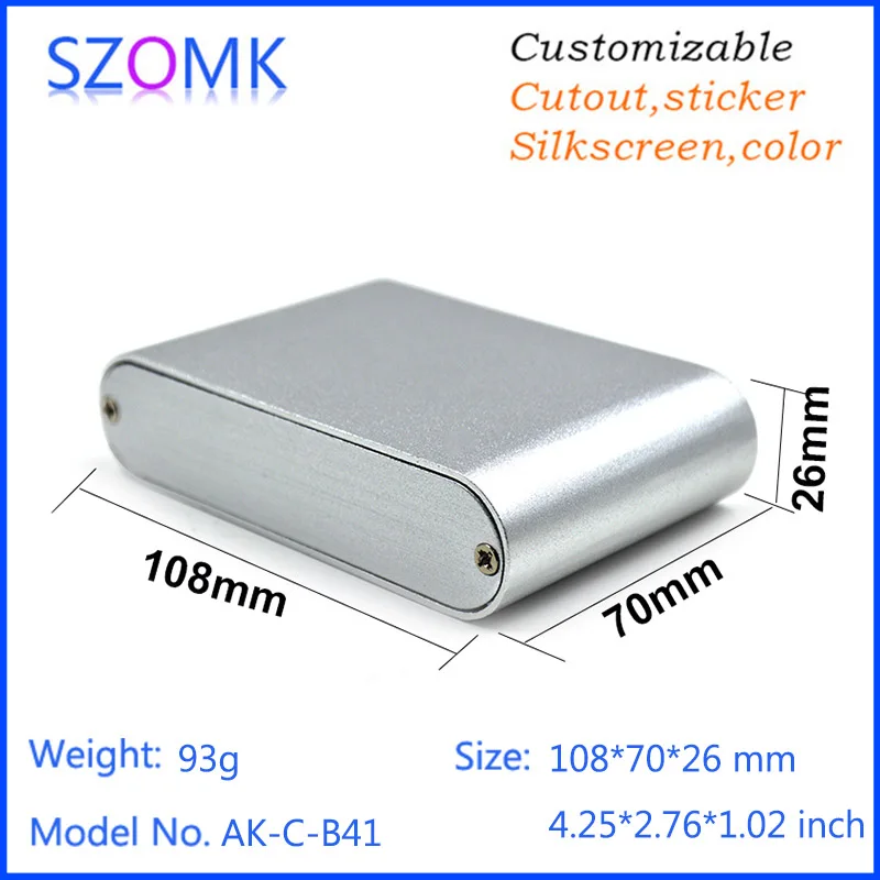 

szomk 4 psc a lot juction housing for pcb design aluminum pcb instrument box case project enclosure electronic diy 108*70*26mm
