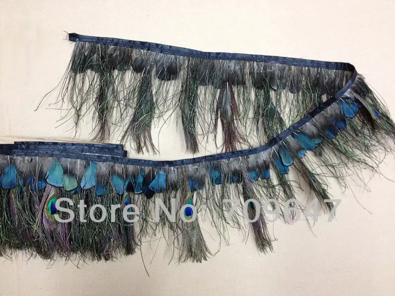 10Meters/Lot Height 15cm Nature Peacock Feather Trim Fringe with Blue Lady Amherst Pheasant
