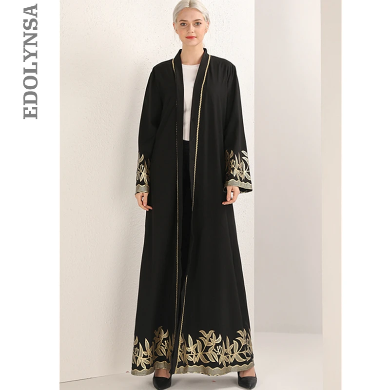 

2019 Modest Islamic Clothing Pakistan Free Moroccan Kaftan Women Turkish Coat Muslim Dress Robe Dubai Abaya Open Kimono D764