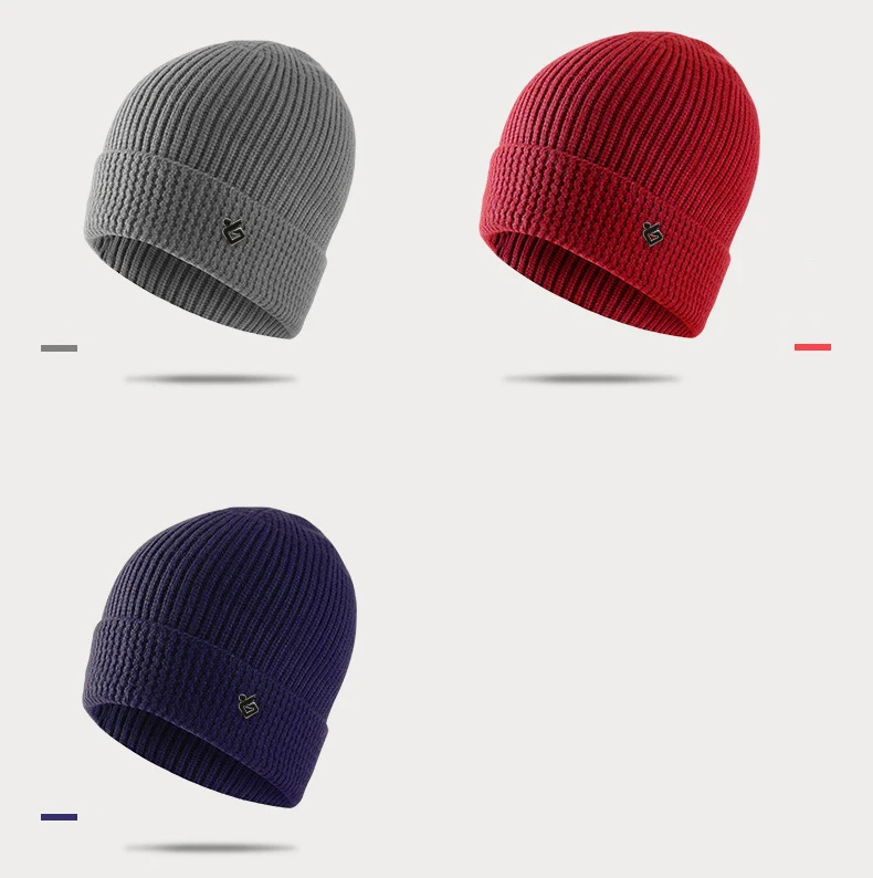 Men Beanie Angora Winter Knit Hat Warm Autumn Casual Outdoor Ski Accessory Wool Soft Solid Color (7)