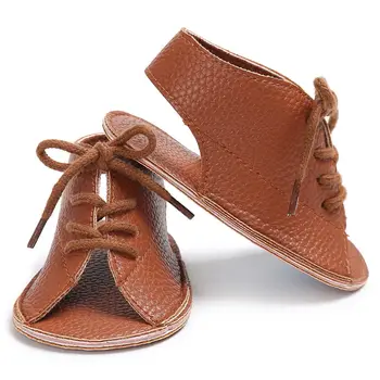 

Fashion PU Leather Baby Shoes Summer Lace-Up Soft Soled Anti-Slip Newborn Kids Shoes First Walkers 0-18M