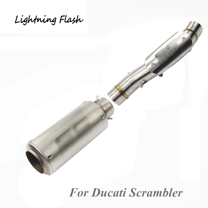 

For Ducati Scrambler Stainless Steel Exhaust Set Mid Link Pipe + Tail Pipe + Anti-hot Shell Slip On Motorcycle Exhaust Modified