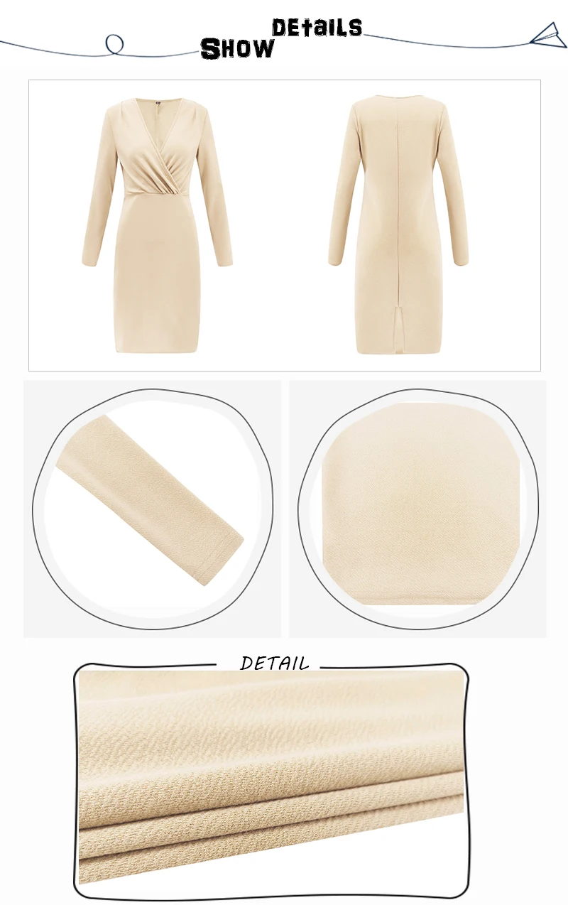 Autumn Sexy Dress Women Empire V Neck Sheath Long Sleeve Knee Length Bodycon Dresses Plus Size Woman Party Vestidos Mujer 2018 (12)