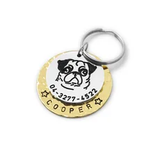 Пользовательские Мопса бирка, выгравированы dog tag, персонализированные Pet ID тегов, ПЭТ ювелирные изделия собака Jewelry Мопса id тегов