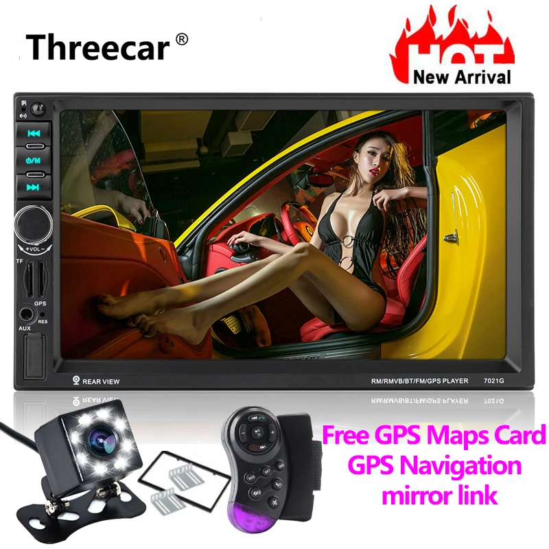 Автомобильный MP5 плеер 7021G 7 дюймов HD сенсорный экран 2 Din BT Mirror Link GPS навигация