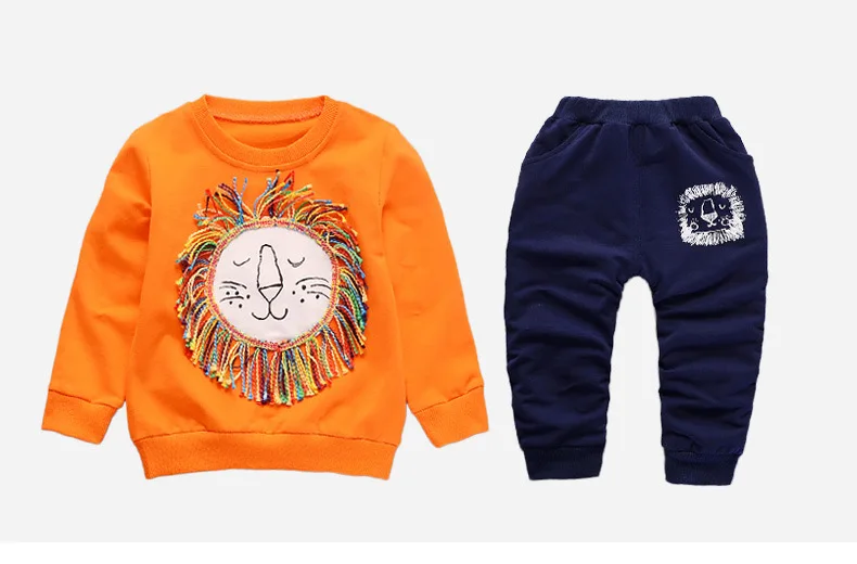 Комплект одежды для мальчиков; Осенняя хлопковая верхняя одежда для мальчиков с длинными рукавами и кисточками; комплекты спортивной одежды для маленьких детей