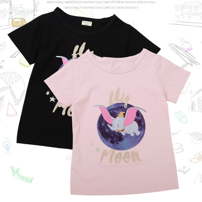 

2-8 Y summer baby T Shirt Cotton Kids Clothes T-Shirt Cartoon dumbo elephant Printed Tee Shirts boy kids girls Tops Tees