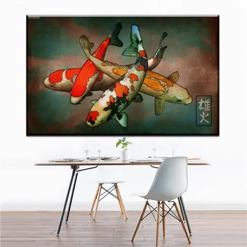 Xx685 Koi Fish Wall Art Chinese Painting Wall Art On Canvas Home
