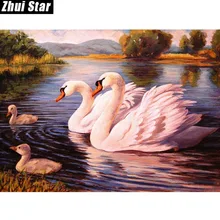 Peinture de diamant 5D en résine, broderie de cygne, décoration de maison, meilleur cadeau, mosaïque, couture