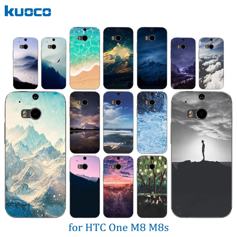 Phone Case Luxury Gel for HTC One M8 Mobile Soft TPU Shell Silicone Landscape Pattern Thin Full Protection Back Cover |