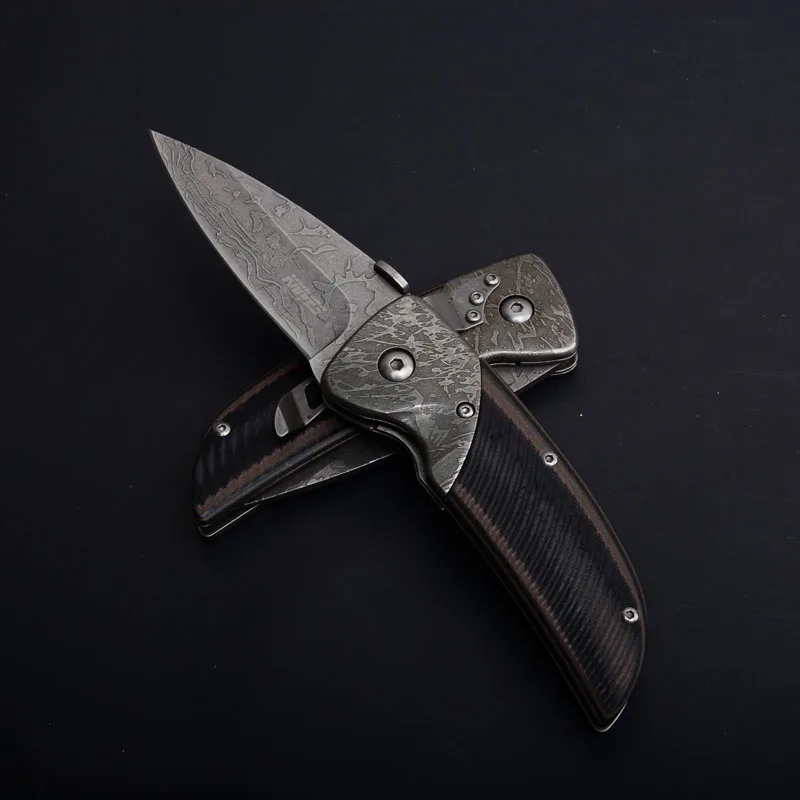 SR S088 damascus pattern tactical folding knife rescue edc tools (7)