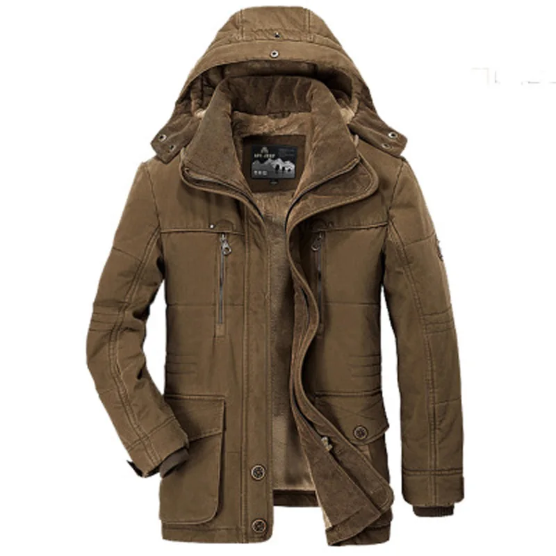XingDeng верхняя одежда, ветровка, теплая куртка на молнии с карманами, мужские военные модные пальто, мужская куртка s, мужская куртка в стиле милитари - Цвет: Коричневый