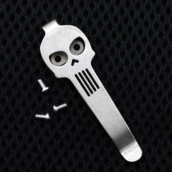 

Hotselling Pocket Clip For Knife DIY Skull EDC Knife Material TC4 Titanium alloy Knife Clip belt flashlight K sheath Pocket Clip