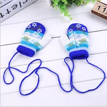 Новые детские перчатки осень-зима детские перчатки теплые варежки для мальчиков и девочек снежинка полоски товары детские аксессуары вязаные детские перчатки