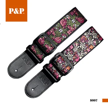 

Adjustable Cotton Guitar Strap Plectrums Holders PU Leather Ends Acoustic Electric Guitar Bass Musical Instruments 2 Color