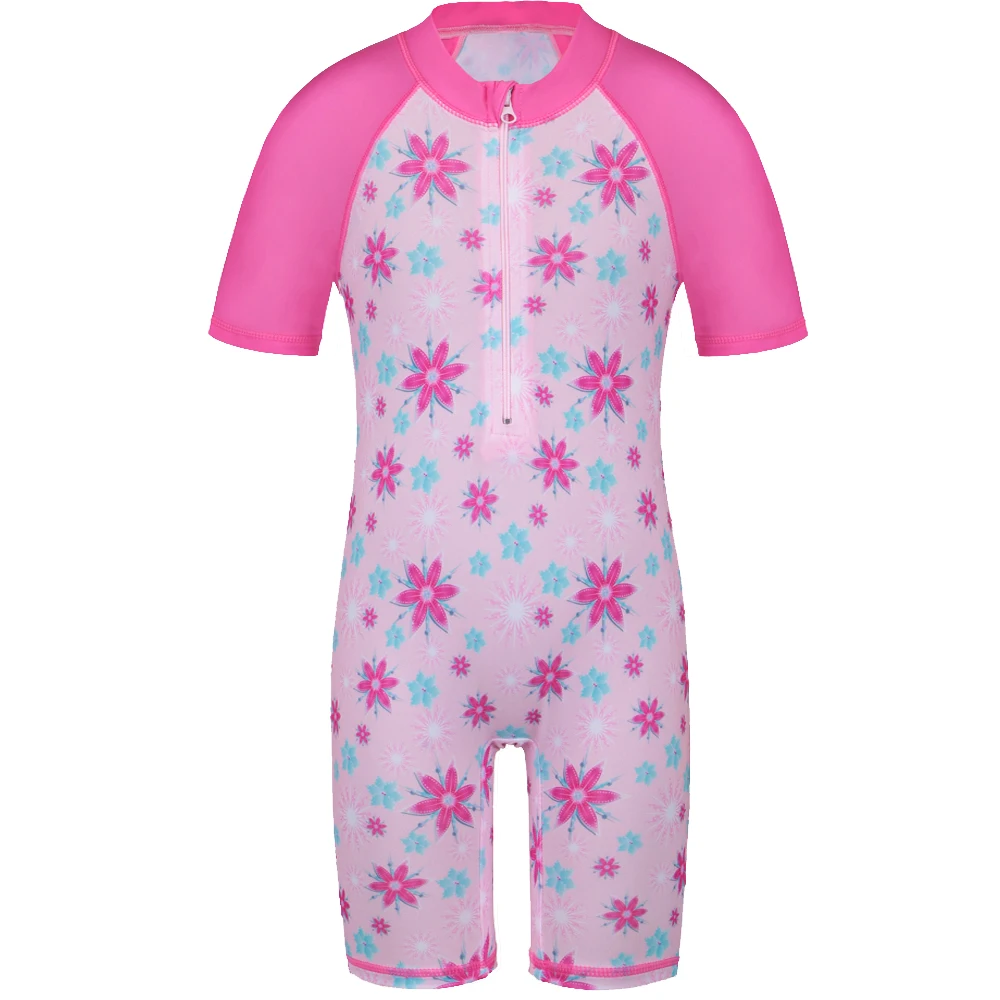 Girls Rash Guard Kids 4way Stretch Fabric Swimsuit Sun Protection