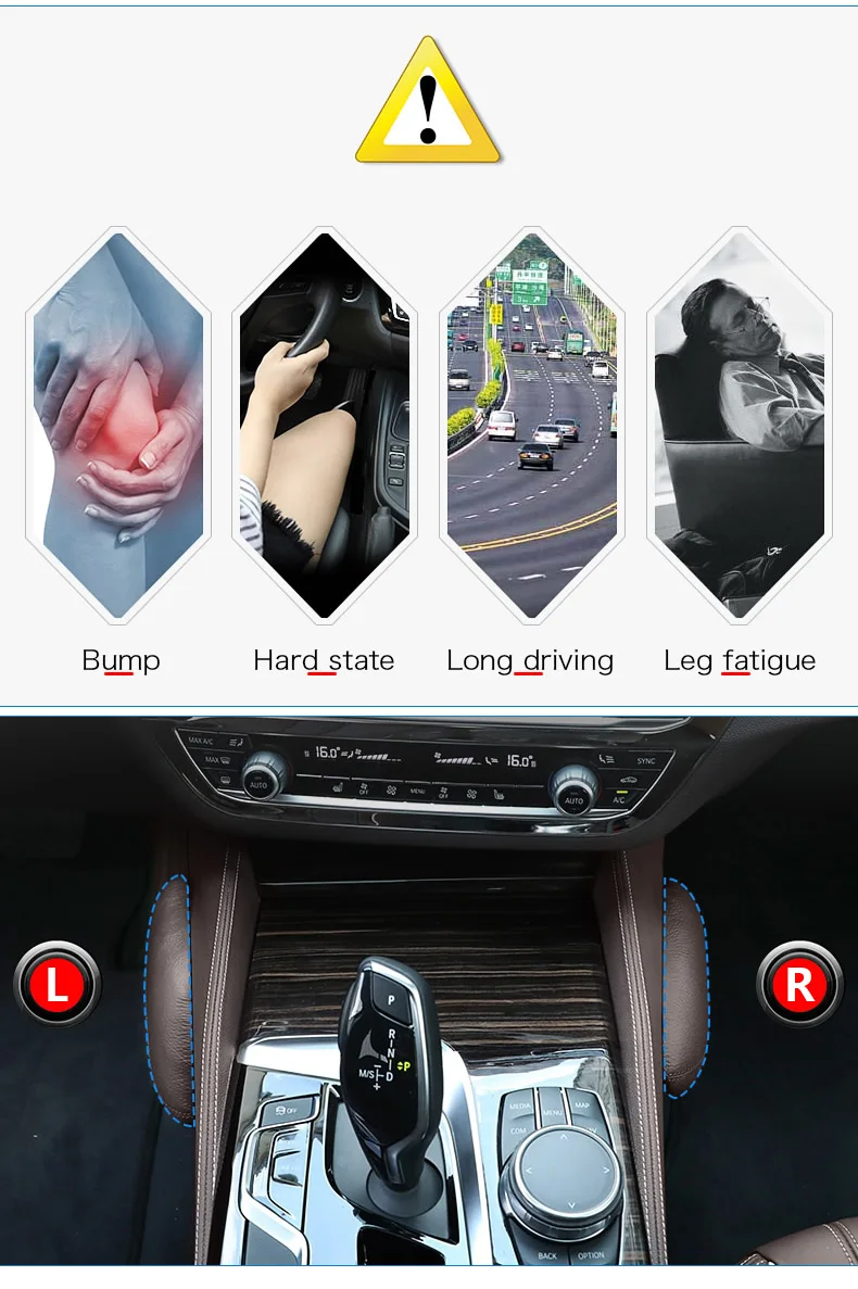 Leather Car Leg Cushion Knee Pad Thigh Support Pillow for Mercedes Benz W203 W204 W205 W211 W210 W212 AMG Accessories (3)