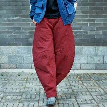 

Oversized Cotton Linen Pants for Women Autumn Winter High Waist Pants Soft Warm Hip Hop Harem Loose Baggy Trousers Plus Size