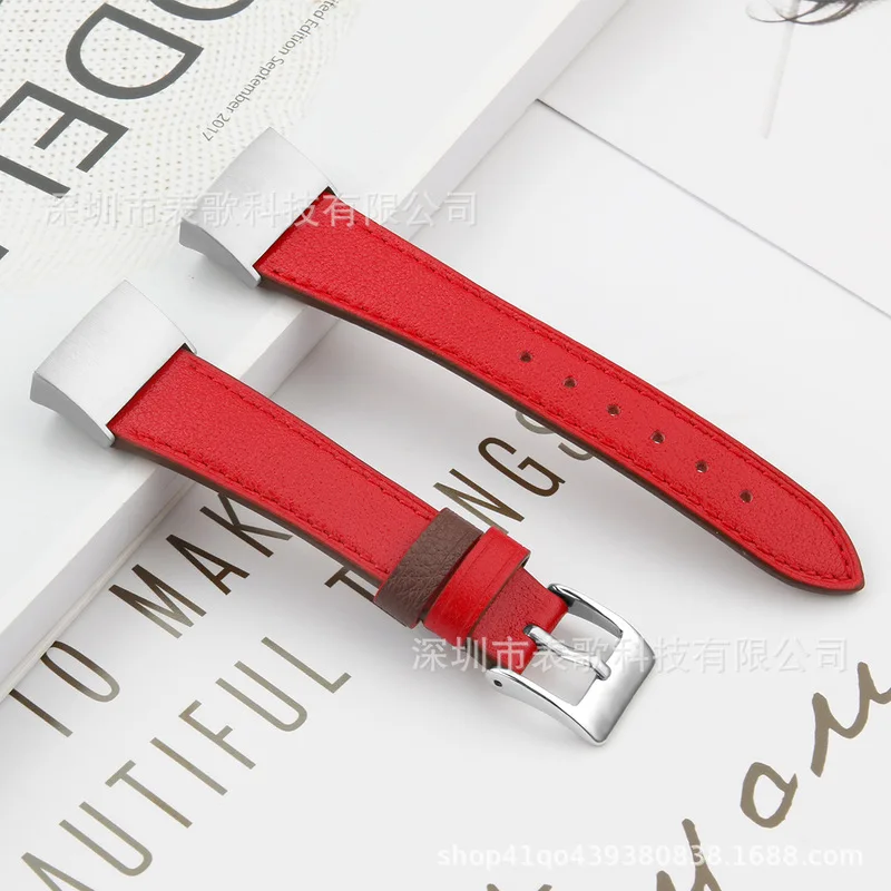 LPWHH Genuine Leather Watchbands For Fitbit Charge 3 Pink Buckle Black Pink Strap Watch Wrist Accessories Soft Strap Bracelet