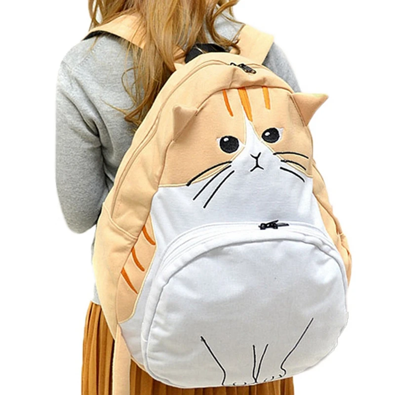 Japanese Cat Cute Canvas Backpacks Female Mochila College High School Bags for Teenage Girl Kawaii Backpack Travel Rucksack L435