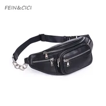 Чехол на пояс Сумка Женская поясная сумка из натуральной овечьей кожи Женские Черные нагрудные сумки через плечо