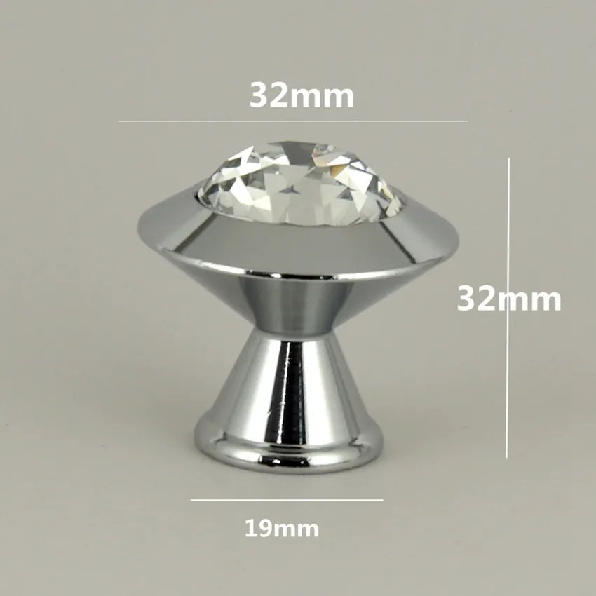 modern simple fashion diamond head glass crystal drawer tv table knobs pulls silver chrome kitchen cabinet cupborad door handles