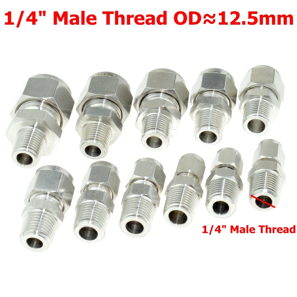 SS 304 doble férula conector de compresión 8mm 10mm 12mm 1/4mm 1/2 tubo de 1/8 de 1/4 \ SS 304 doble férula conector de compresión 8mm 10mm 12mm 1/4mm 1/2 tubo de 1/8 de 1/4 \