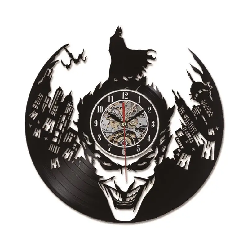 Billige Batman Joker CD Rekord Wanduhr 3D Vinyl Klassische LED Beleuchtung Uhr Wand Dekorative Hängen Kunst Decor Uhren